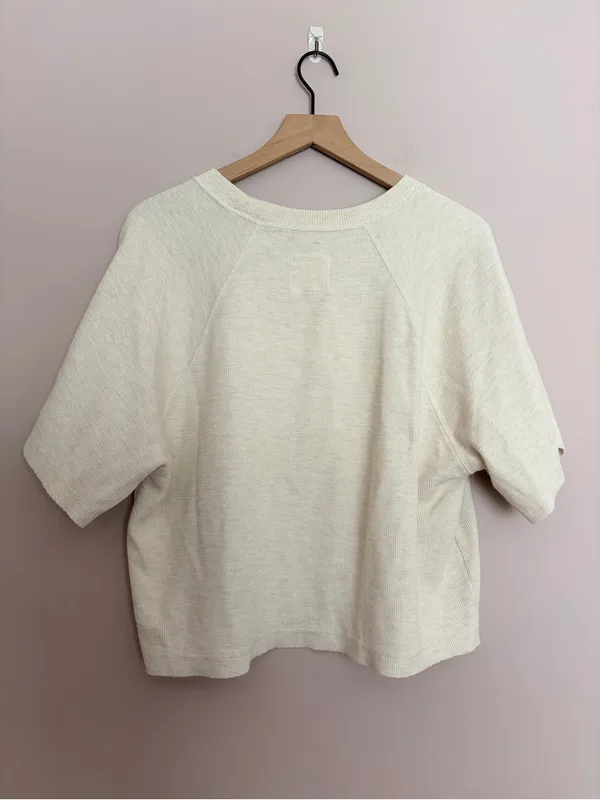 Aerie Beige Ribbed Boxy T-Shirt Beige Large - Image 3