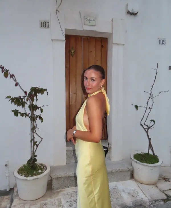 Zara butter Yellow Backless Halter maxi Dress holiday evening wedding - Image 10