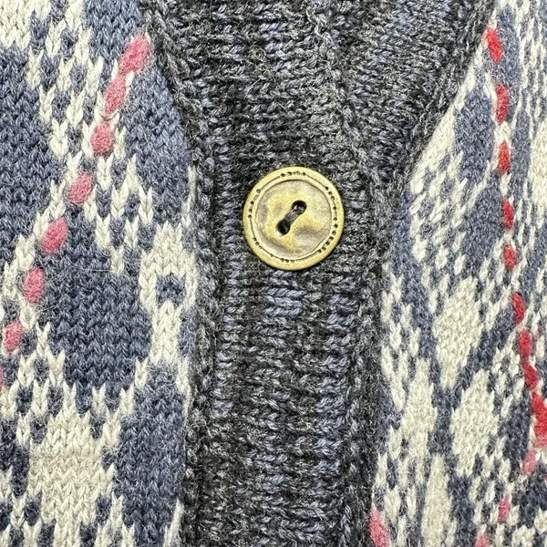 Free People Foxtrot Argyle Knit Cardigan Sweater Women's L Wool Blend‎ Preppy - Image 10