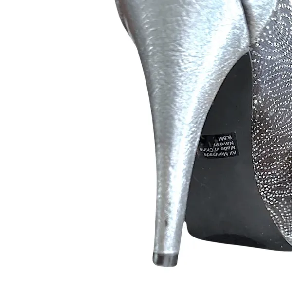 Style & Co Peep Toe Pumps Womens 9.5‎ Silver Glitter Mesh Stiletto Heels - Image 10