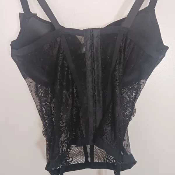 Fredericks Hollywood Arielle Lace Bustier XL Black Corset Boned Underwire NWT - Image 6
