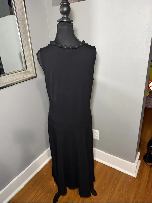 Josephine Chaus Beaded Neckline Black Minimalist Maxi Dress XL. - Image 5