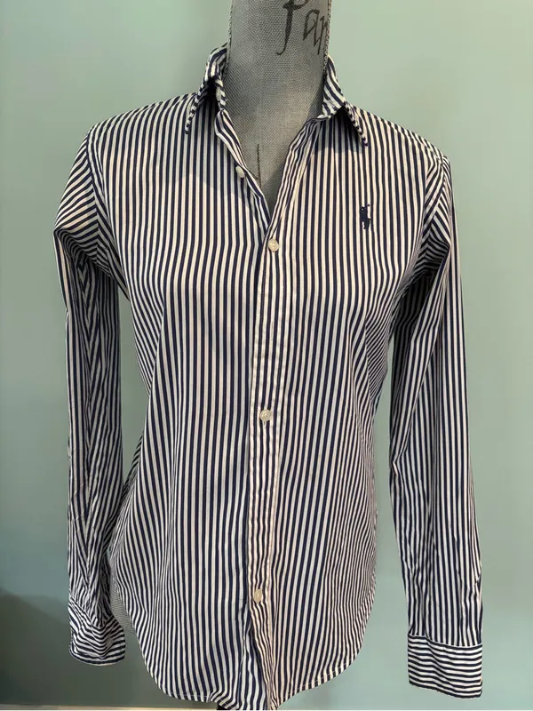 Polo by Ralph Lauren Navy & White Striped Button-Down Shirt - Image 3