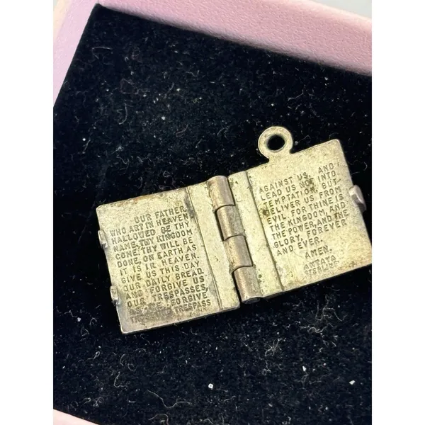 Antaya Vintage 925 Sterling Silver Lord'S Prayer Bible The Good Book-2.55 Grams - Image 3