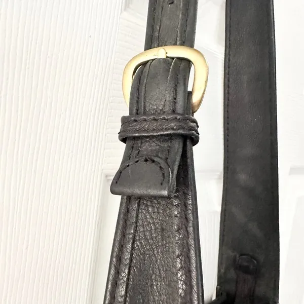 Fossil Vintage Black Leather 75082 Multi Pocket Top Zip Shoulder Bag Key Fob - Image 7