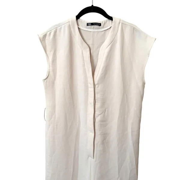 ZARA‎ Wide Leg Jumpsuit White Small - Image 5
