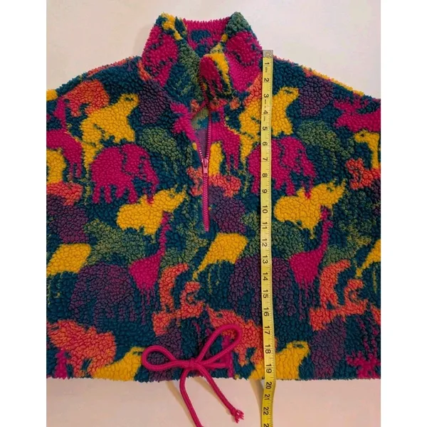 Pretty Garbage Oversized Crop Sherpa Fleece Half Zip Pullover Sz M Chunky Funky - Image 3