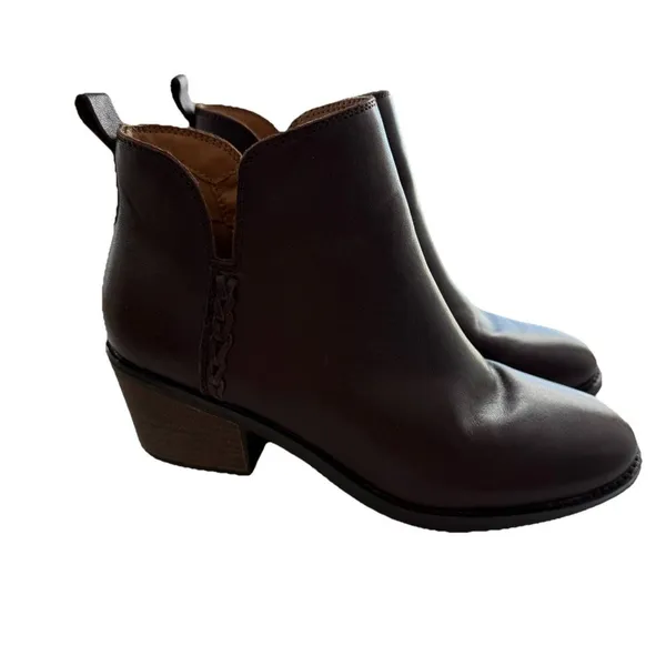 Earth Women’s 6.5‎ Marisole Block Heel Slip On Zipper Brown Leather Ankle Boots - Image 8