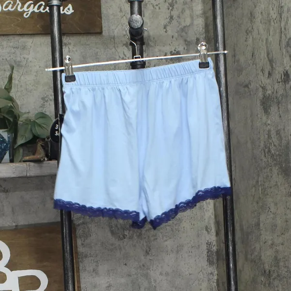 NEW Star Dust Womens Knit 2-Piece Bralette Shorts Pajama Set Light Blue M - Image 5