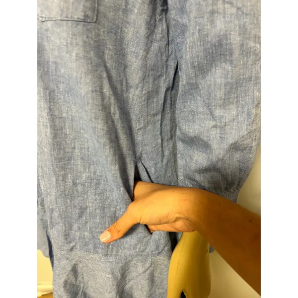 Tuckernuck Light Blue Cotton Chambray Ruffle Hem Shirt Dress Small Y20060T - Image 7