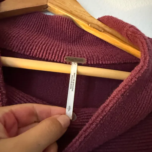 Free People Oversized Ribbed Turtleneck Sweater in Burgundy - Image 4