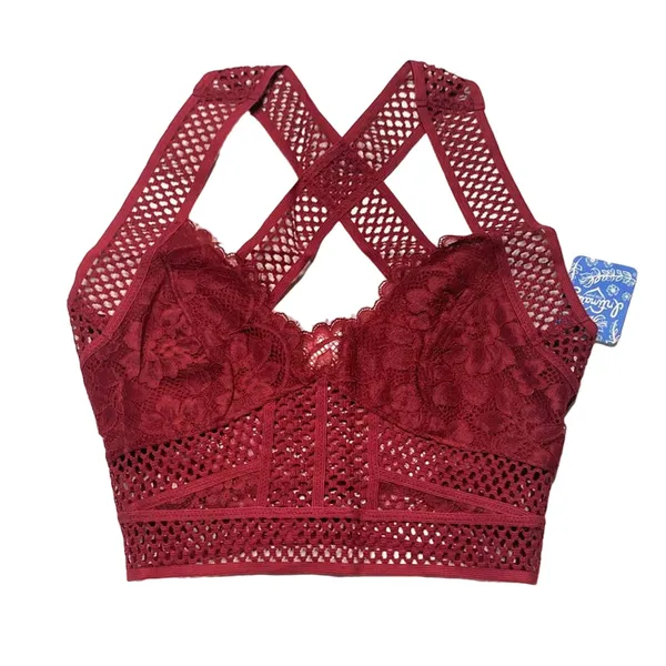 NEW Intimately Free People XS Sitting Pretty Bralette Apple Valley Red Open Back - Image 3
