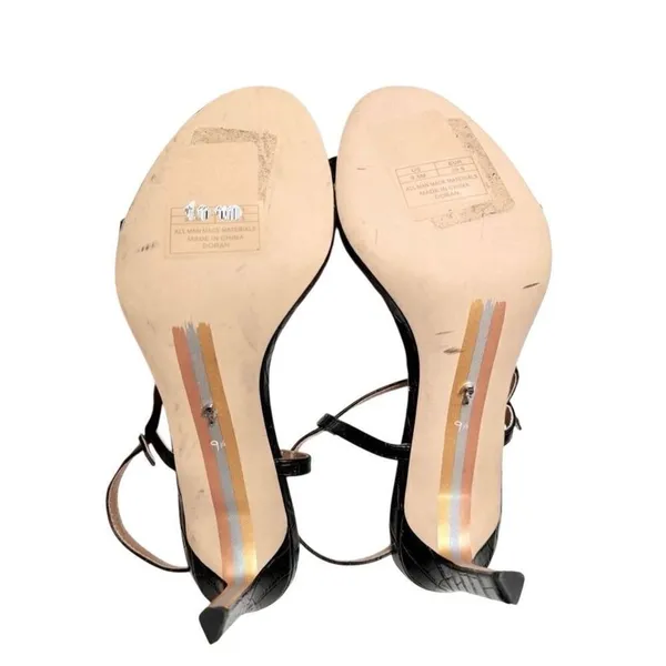 Sam Edelman Sandals Size 9.5 Black‎ Croc Embossed Dara Open Toe Heels - Image 9