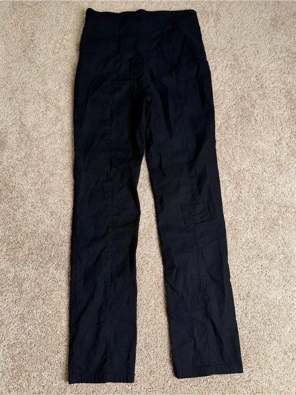 Maeve Anthropologie Black Pull On High Rise Pants Front Slit Hem Size Small - Image 4