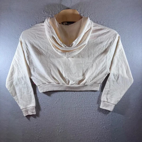 1460‎ | NWT Levis Cropped Relaxed Logo Hooded Sweatshirt Cream Womens M - Image 2