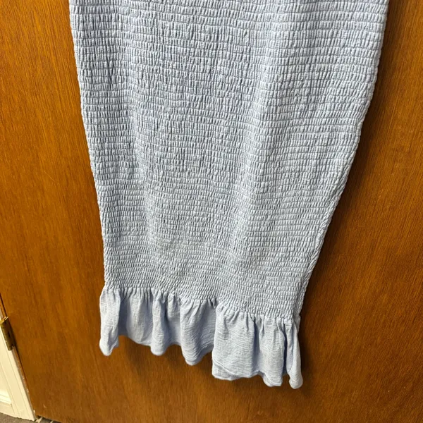 Baltic Born Alana Smocked Puff Sleeve Off the Shoulder Midi Light Blue Large - Image 11