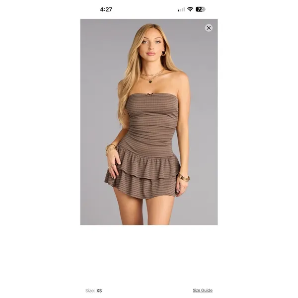 Windsor Sweet Plans Plaid Strapless Romper Large Ruched Bodice Tiered Skirt Y2K‎ - Image 10