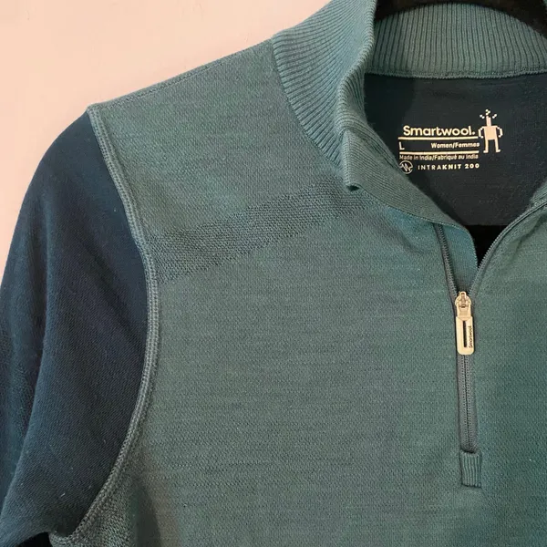 Smartwool Blue Quarter Zip Pullover Gorpcore Loungewear Wool Women's size Large - Image 4