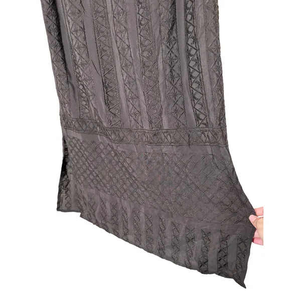 Vintage J. Jill Brown Embroidered‎ Rayon Maxi Skirt Women's Size M - Image 3