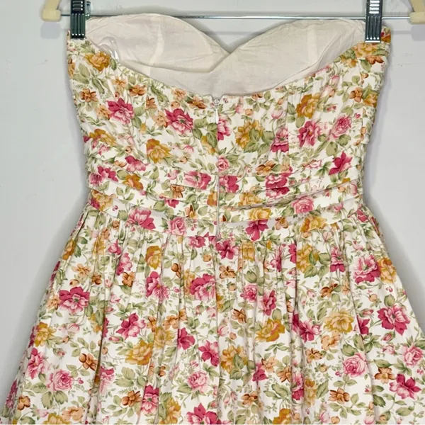 🍁 Minuet Cottagecore Floral Boho Strapeless Mini Party Cocktail Dress‎ Small - Image 6