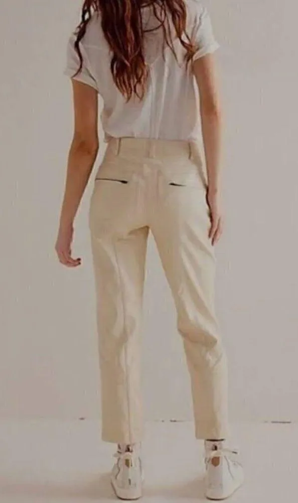 #79 NWOT Free People Rebel Vegan Leather Pants in Sugar Cookie Cream - Image 2