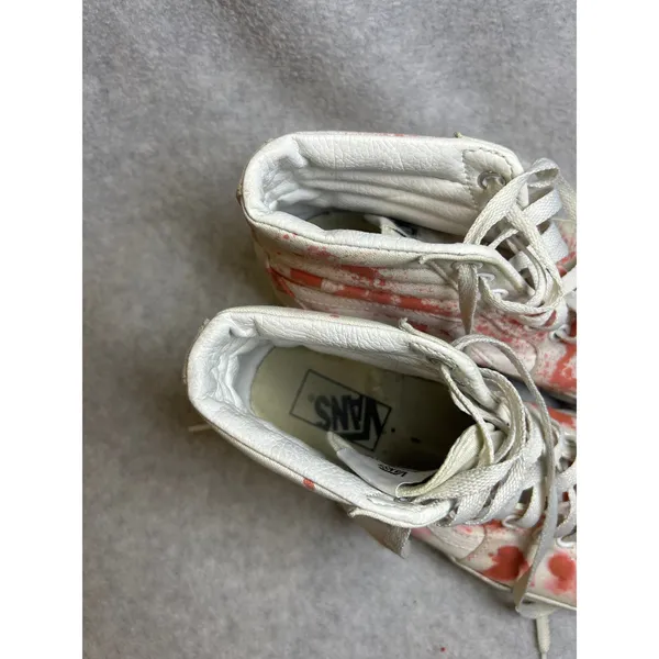 Vans Sk8-Hi‎ High Top Sneakers White Orange Splatter Women 7.5 Men 6.0 - Image 3