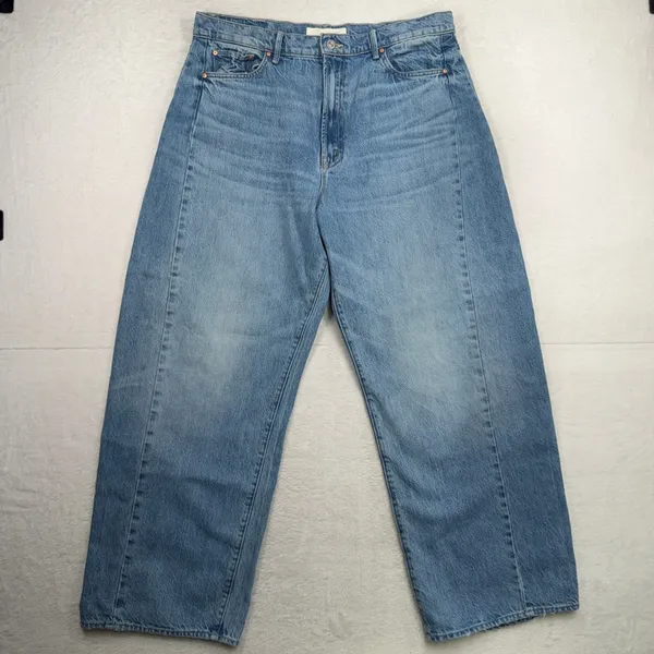 Mother Superior 34 The Half Pipe Flood Jeans Wide Leg Cropped in Material Girl - Image 4