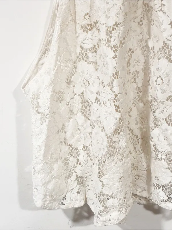 Free People Ivory Lace Sheer High Neck Sleeveless Top Size Medium - Image 2