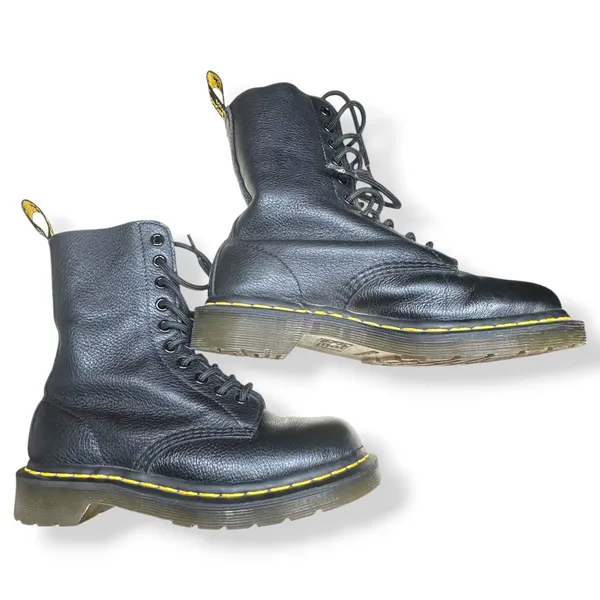 Dr Martens 1490 Boots Black Virginia Leather 10 Eye Grunge Punk Goth Womens 5 - Image 2