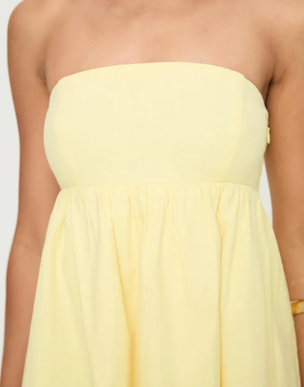 PRINCESS POLLY Osment Lemon Yellow Strapless Mini Dress - Image 3