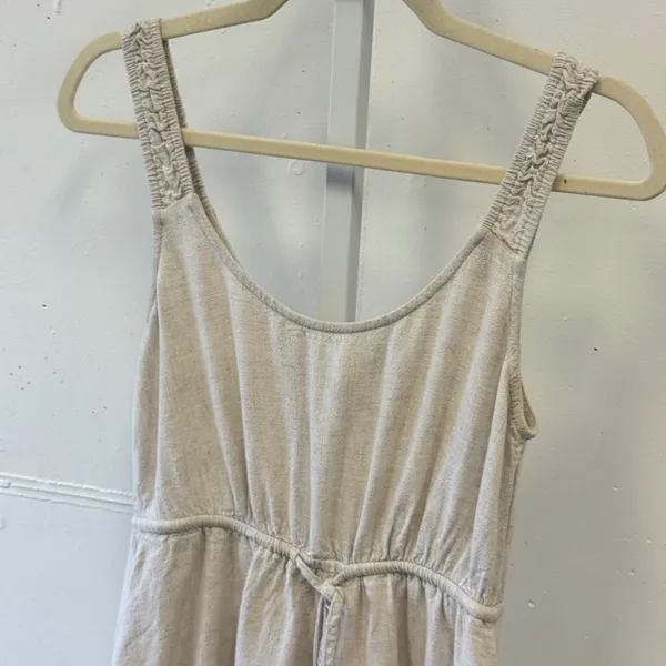 Princess Polly Oatmeal Beige Linen Blend Romper Sleeveless Braided Straps Size 4 - Image 3