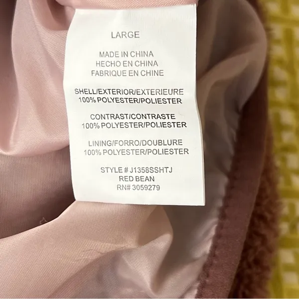 Thread Supply Mixed Media Fleece Hooded Jacket Mauve Size Large EUC Soft‎ Girl - Image 6