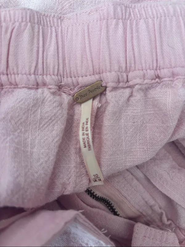 Free People Lotta Love Linen Trousers Pink Rose Size 10 - Image 7