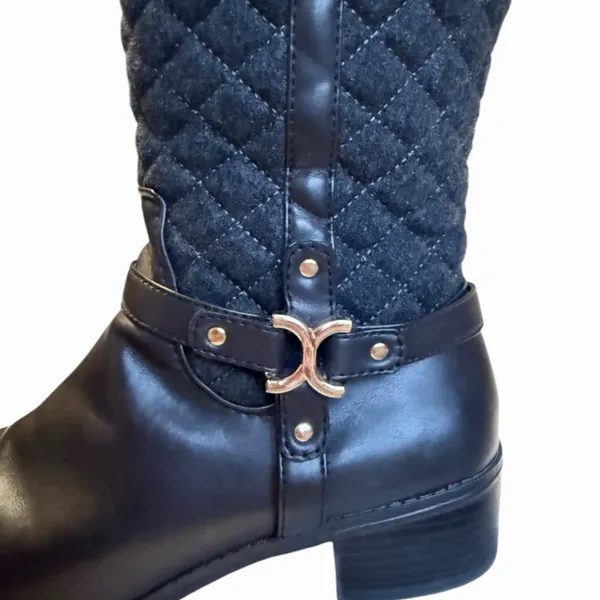 Charter Club Wide Calve Brown Faux Leather‎ & Grey Quilted Riding Boots Sz 7.5 - Image 7