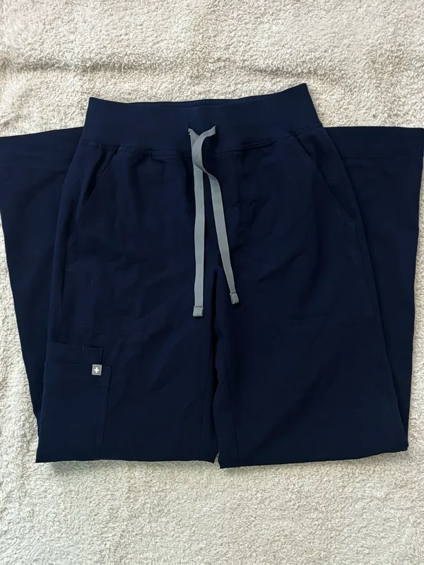 FIGS Womens Isabel High-Rise Wide-Leg Scrub Pant Navy Blue Size XXS/P - Image 3