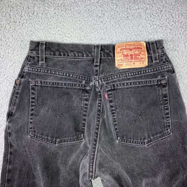 Levi's 550 Relaxed Fit Tapered Leg Jeans Black Denim Women 10 Made‎ in USA - Image 10