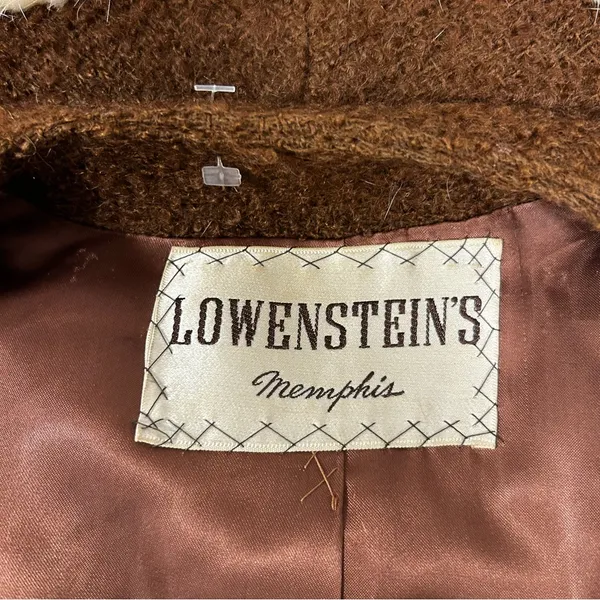 Vintage Lowenstein's Memphis Wool Boucle Mink Fur‎ Collar Coat Brown ILGWU Tag - Image 9