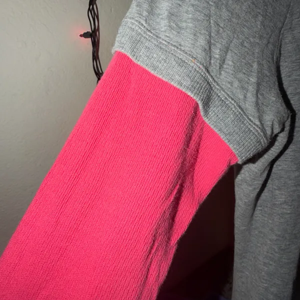 Nike Gray Long Sleeve Tee with Pink Contrast Sleeves - Image 2