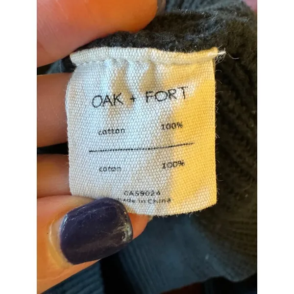 Oak + Fort Sweater Women XS Washed Black Ribbed Knit Cotton Crew‎ Neck Pullover - Image 8