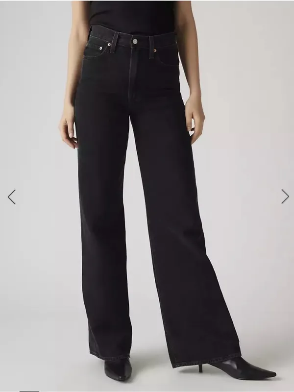 Levi's Women's Charcoal Wide Leg Jeans - Image 2