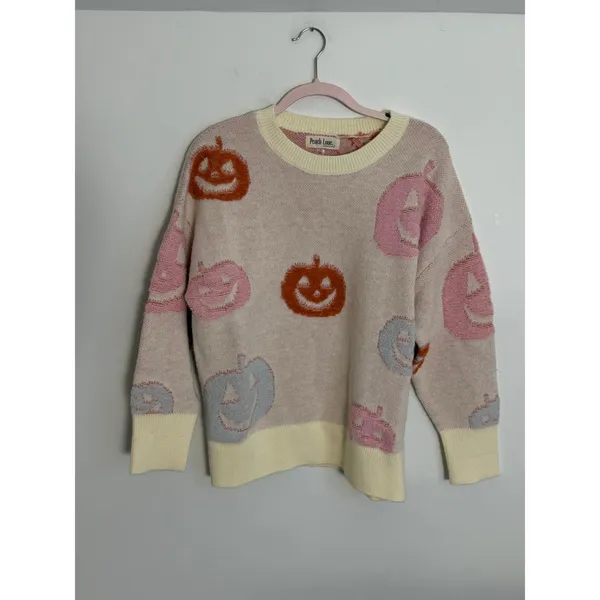 Peach Love Harvest Is Here Cream Pumpkin Sweater NWOT size small - Image 3