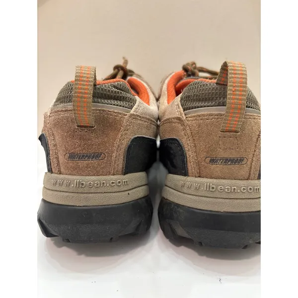 LL Bean Waterproof Hiking Trail Shoes Women's Suede Leather‎ Brown Orange - Image 2