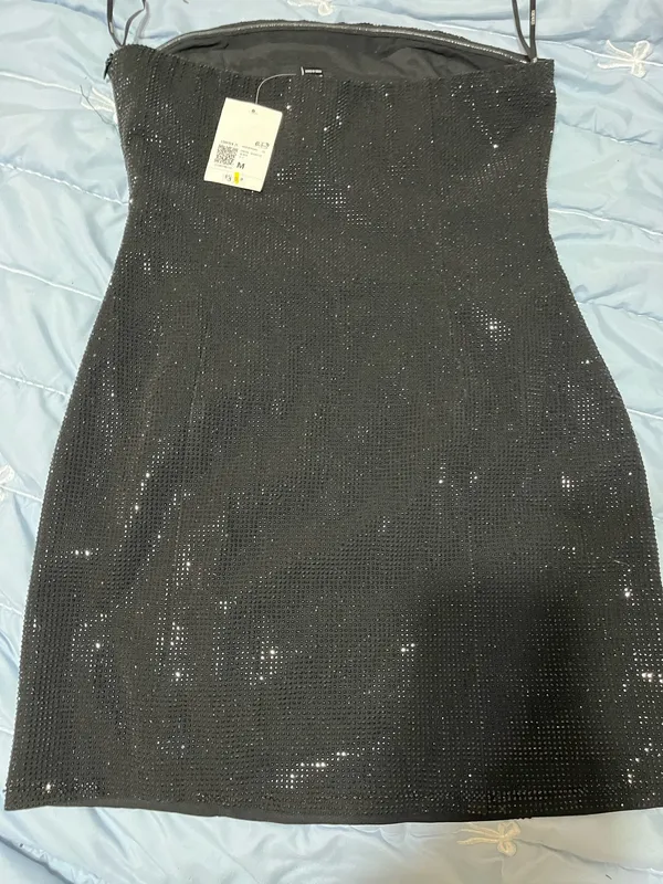 Forever 21 Black Sparkly Strapless Dress - Image 3