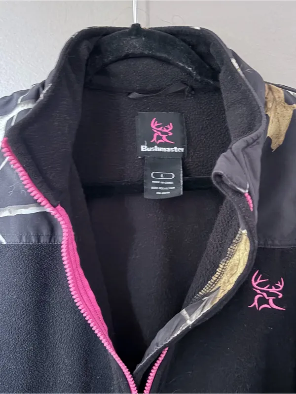 Bushmaster Womens Camo Fleece Jacket Large Pink Accent Full Zip RealTree - Image 3