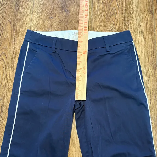 J.Crew Navy Blue White Side Stripe Stretch Cotton Chino Pants Cropped Womens 4‎ - Image 7