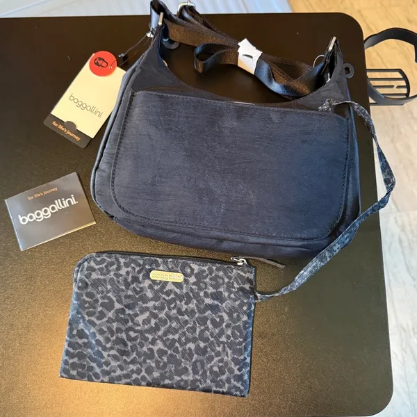 Baggallini Peek A‎ Boo Crossbody Hobo Bag Black Medium Travel Purse Everyday - Image 9