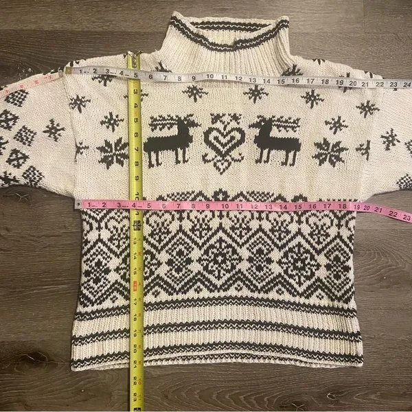 Chunky Knit Christmas Reindeer Fair Isle Sweater Size Small Vintage Glenover - Image 11