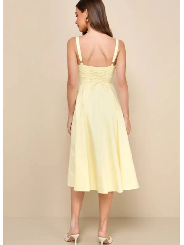 LULU's Sexy Casual Summer Bustier Brunch Beach Summer Retro Vibes Midi Dress - Image 3