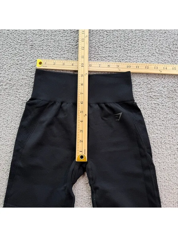Gymshark Mesh Panel High-Waist Leggings Black Nylon Elastane XS Athletic Gym - Image 3