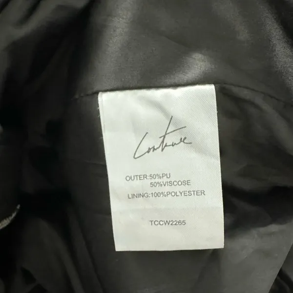 Black Faux Leather Moto Jacket | Zip Details | Size 8 - Image 3